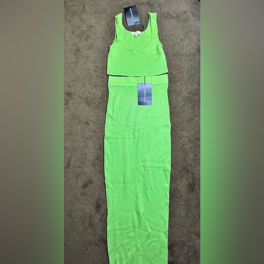 Neon Green Ribbed 2 piece set / New